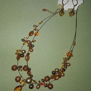 Gold Necklace &+ Earring Set